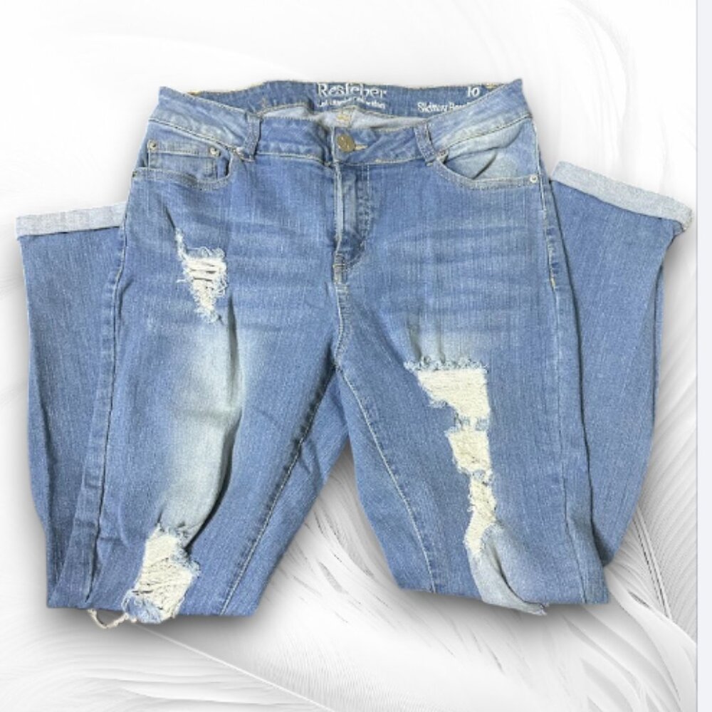 Distressed Skinny Boyfriend Jeans for Women Casual High Waist Stretch Jeans